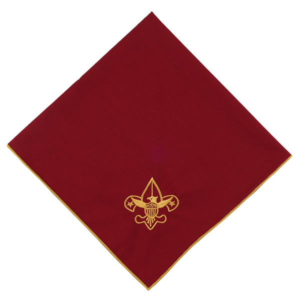 NECKERCHIEF, BRICK WITH GOLD EMBROIDERY